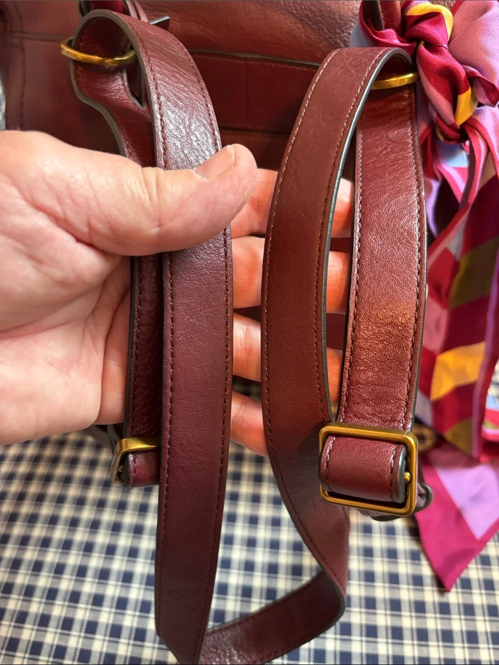 Fossil Patchwork Leather Tote Bag with silk Scarf  and wallet